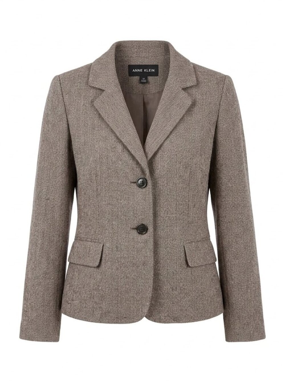 Anne Klein Taupe Herringbone Stretch Blazer P4 Soft